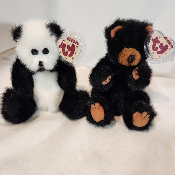 2 VTG Attic Collectable Beanie Babies Ivan and Checkers with tags - Picture 1 of 7